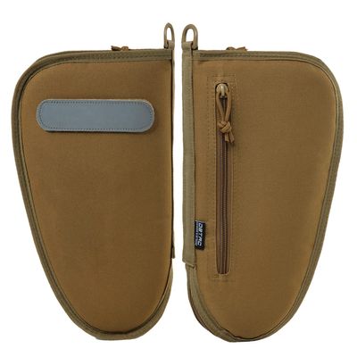 DBTAC Pistol Rug Bag | Tactical 1x Handgun Firearm Shooting Padded Case with Lockable Zipper, Removable & Reflective Patch (12.5" x 7" Large Pistol Case, Brown)