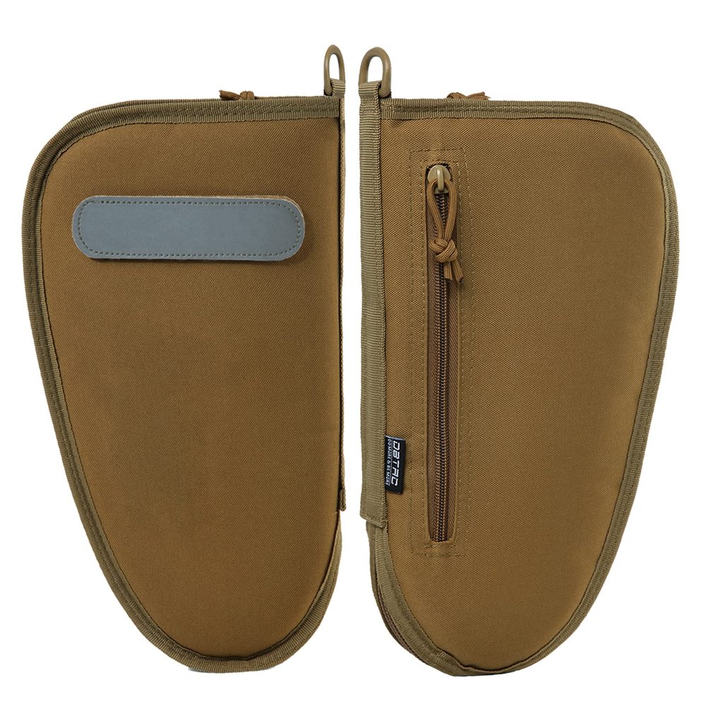 DBTAC Pistol Rug Bag | Tactical 1x Handgun Firearm Shooting Padded Case with Lockable Zipper, Removable & Reflective Patch (12.5" x 7" Large Pistol Case, Brown)