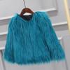 foefaik Women's Green Shaggy Faux Fur Coat Long Sleeves Jacket Outerwear Tops view 2