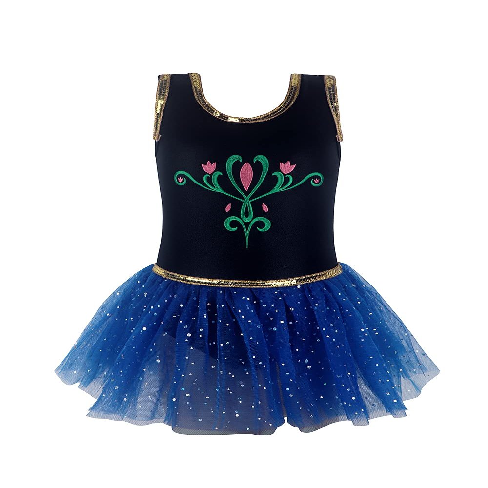 EQSJIU Ballerina Gymnastics Leotards with Tutu Dress for Baby Toddler Girls 2t 3t 12-18 Month 24 Months Black Blue Embroidery Sparkly Sequins