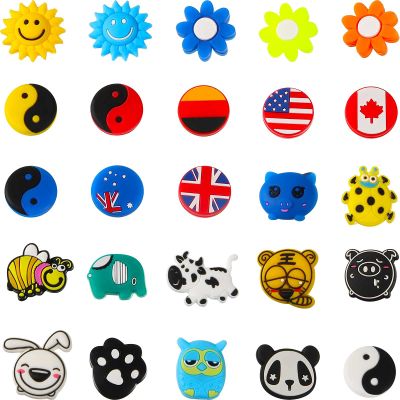 Chalyna 25 Pieces Tennis Racket Vibration Dampeners Silicone Tennis Dampeners Cartoon Vibration Dampeners for Tennis Racket Racquetball