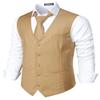 ZEROYAA Men's Hipster Urban Design 3 Pockets Business Formal Dress Vest for Suit Tuxedo ZLSV16 Khaki XX-Large view 2