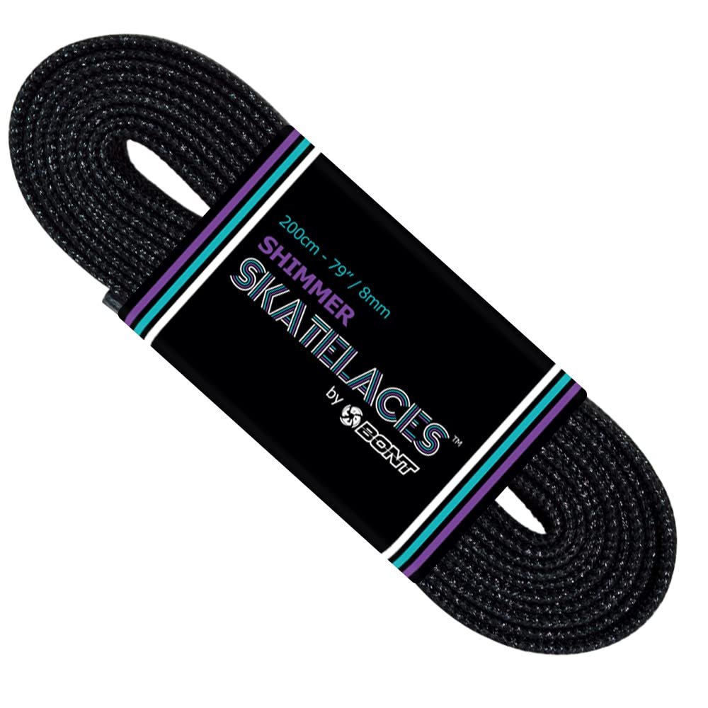 Bont Skates 8mm Shimmer Laces - 79" 96" 108" - Dynamite Black (79")