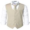 ZEROYAA Men's Hipster Urban Design 3 Pockets Business Formal Dress Vest for Suit Tuxedo ZLSV16 Beige Small view 1