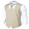 ZEROYAA Men's Hipster Urban Design 3 Pockets Business Formal Dress Vest for Suit Tuxedo ZLSV16 Beige Small view 2