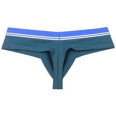 JAXFSTK Men's Cotton Bikini Thong Cheeky Boxer Briefs Underwear Elastic Waistband Brazilian Bikini Briefs 3" Butt Dark Green XL