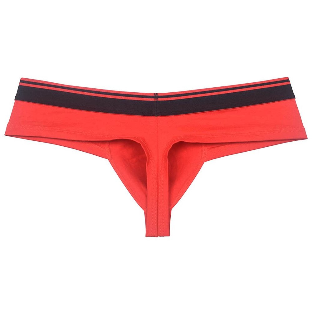 JAXFSTK Men's Cotton Bikini Thong Cheeky Boxer Briefs Underwear Elastic Waistband Brazilian Bikini Briefs 3" Butt Red M