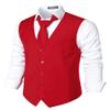 ZEROYAA Men's Hipster Urban Design 3 Pockets Business Formal Dress Vest for Suit Tuxedo ZLSV16 Red Large view 2