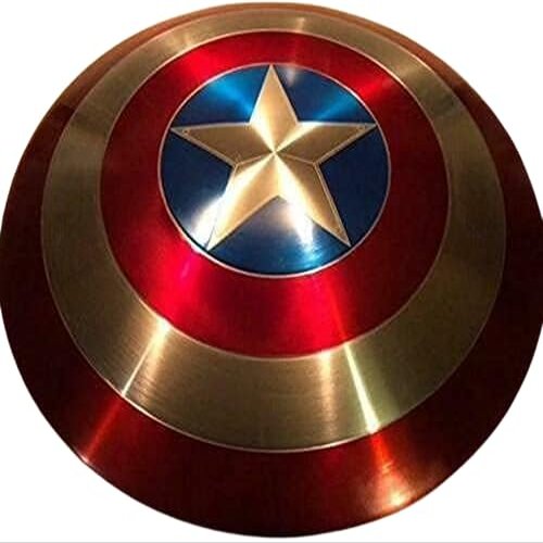 Captain Shield 22" Mild Steel Round Leather Grip Wall Decor Metal Halloween Medieval Armor Cosplay LARP Combat Shield - Red Rust Free