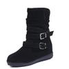 Bcshiye Women's Mid Calf Slouch Ankle Boots - Wide Width, Flat Heel, Vintage Winter Snow Riding Boots view 1