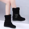 Bcshiye Women's Mid Calf Slouch Ankle Boots - Wide Width, Flat Heel, Vintage Winter Snow Riding Boots view 3