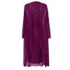 FOVIGUO Mother of The Bride Dress Short Evening Party Dress Lace Jacket Two Pieces Purple view 2