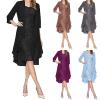 FOVIGUO Mother of The Bride Dress Short Evening Party Dress Lace Jacket Two Pieces Purple view 4
