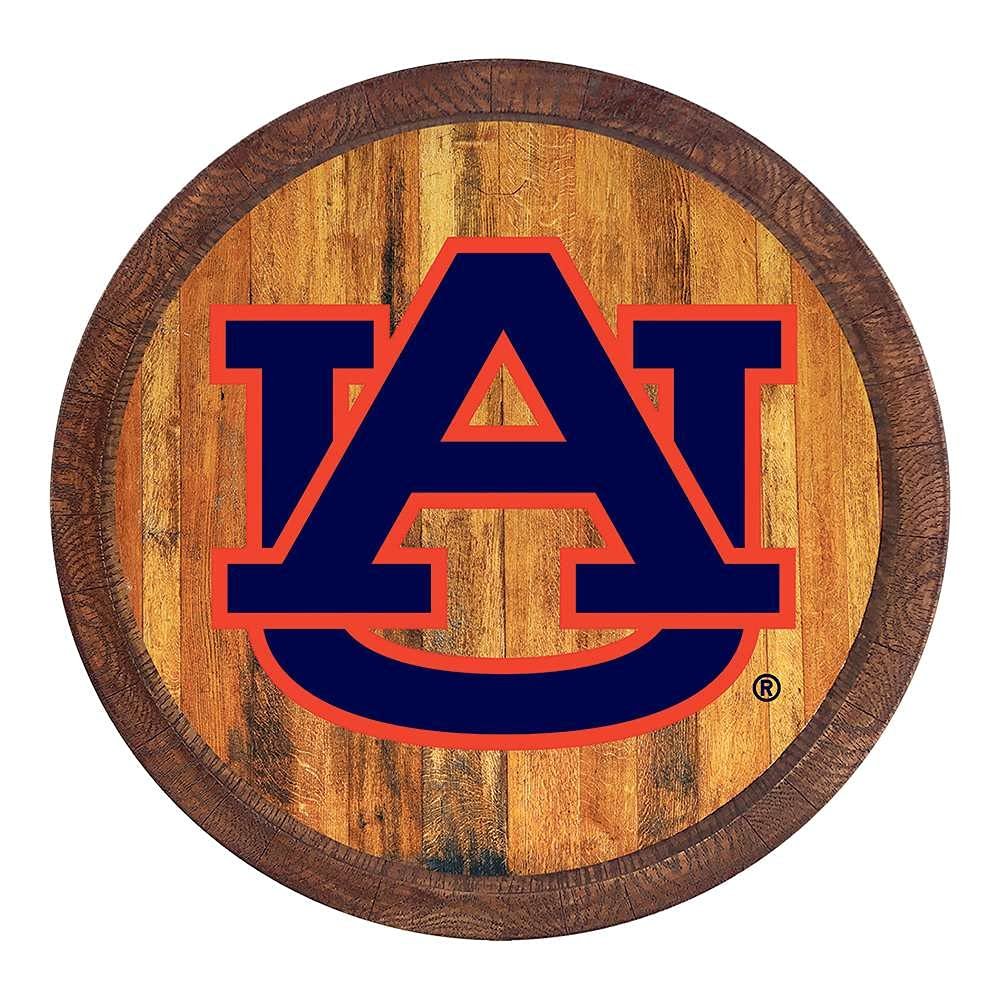 The Fan-Brand Auburn Tigers - Faux Barrel Top Sign - Large Wall Sign - Football, Basketball & Baseball Wall Decor - College Sports Decor for Home, Game Room, Fan Cave & Garage - USA Made