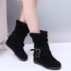 Bcshiye Women's Mid Calf Wide Width Flat Slouch Ankle Vintage Winter Snow Riding Boots view 2