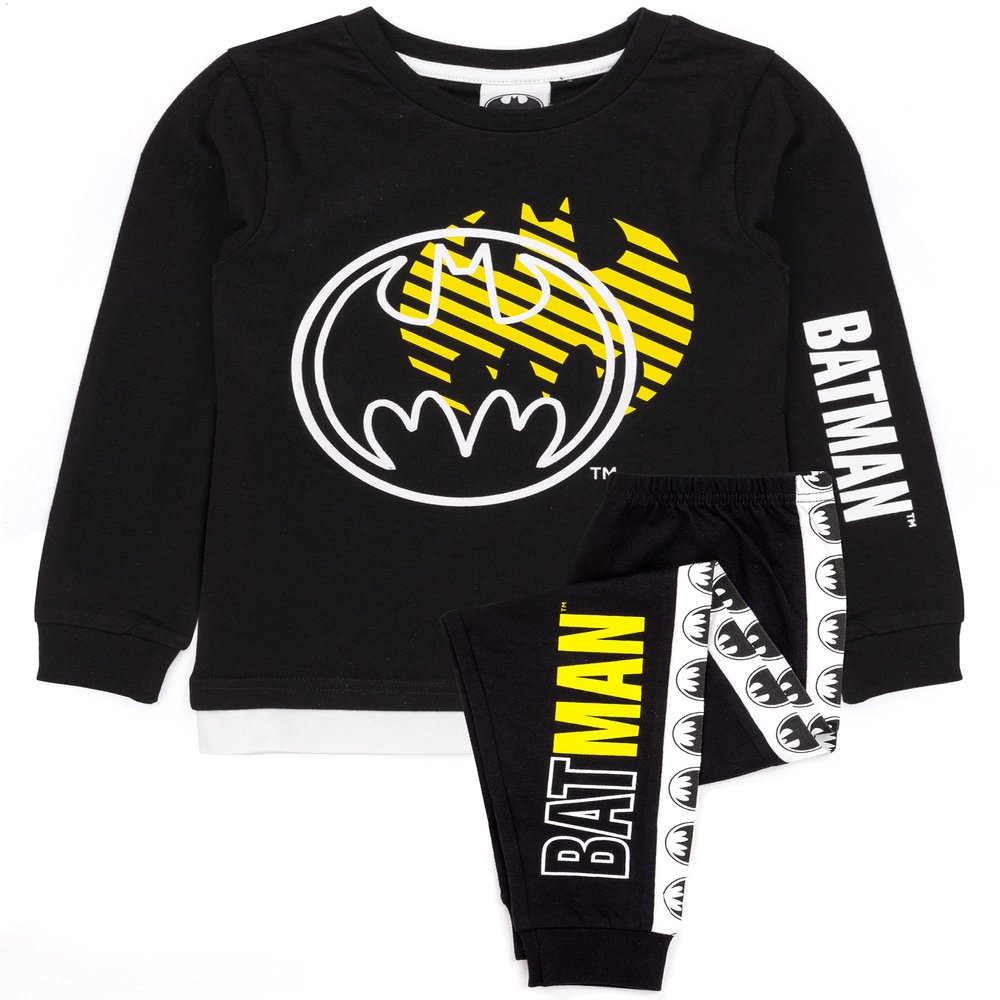 DC Comics Batman Pajamas Boys Kids Black Long Length T-Shirt Pjs 7-8 Years