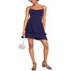 Bee Darlin Womens Mesh Inset Fit & Flare Dress, Blue, 13/14 view 1