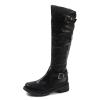 Bcshiye Women's Knee High Boots,Winter Warm Buckle Chunky Low Heel Riding Motorcycle Boots Wide Calf Winter Boots view 1