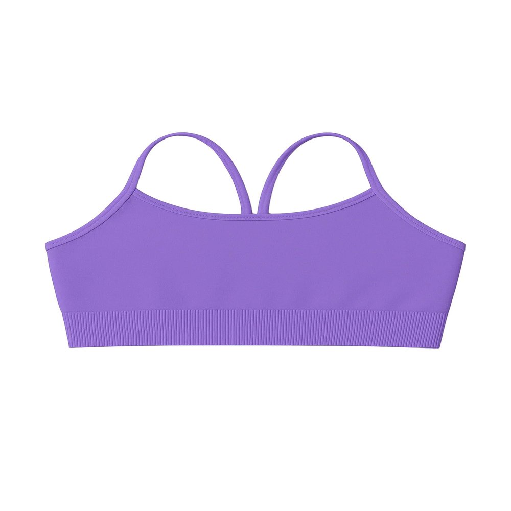 Kurve Girls' Underwear Crop Training Bra, Seamless Racerback Crop Top, UV Protective Fabric UPF 50+ (Made with Love in The USA), Lavender, Medium/Large (Ages 9-14)