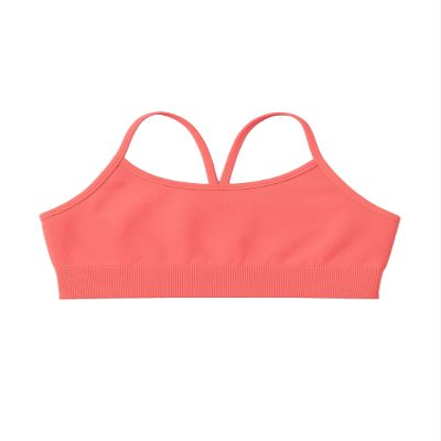 Kurve Girls' Underwear Crop Training Bra, Seamless Racerback Crop Top, UV Protective Fabric UPF 50+ (Made with Love in The USA), Neon Coral, Medium/Large (Ages 9-14)