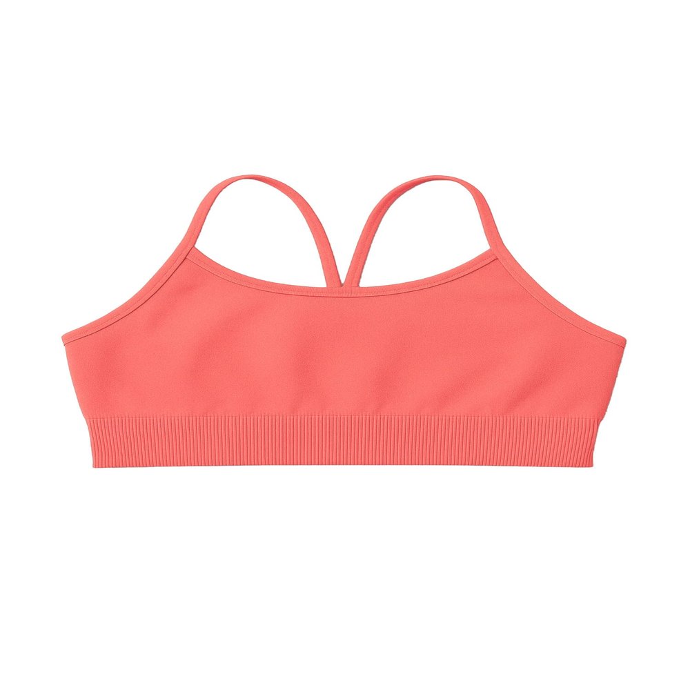 Kurve Girls' Underwear Crop Training Bra, Seamless Racerback Crop Top, UV Protective Fabric UPF 50+ (Made with Love in The USA), Neon Coral, Medium/Large (Ages 9-14)