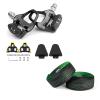 BESTYMXY Bike Pedals Ultralight Road Bike Pedals+Cleat Set+Cleat Cover with Road Bike Handlebar Tapes(Green) view 1