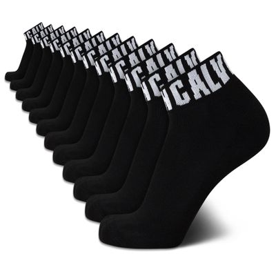 Calvin Klein Mens Quarter Socks - 12 Pack Breathable Soft Cushioned Quarter Cut Athletic Ankle Socks for Men, Size 7-12, Black Logo