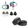 BESTYMXY Bike Pedals Road Bike Pedals+Cleat Set+Cleat Cover with Road Bike Handlebar Tapes(White) view 1