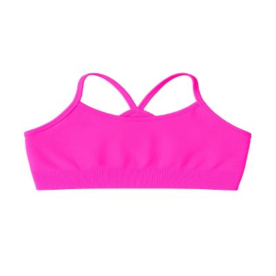 Kurve Girls' Underwear Crop Training Bra, Seamless Racerback Crop Top, UV Protective Fabric UPF 50+ (Made with Love in The USA), Neon Fuschia, Medium/Large (Ages 9-14)