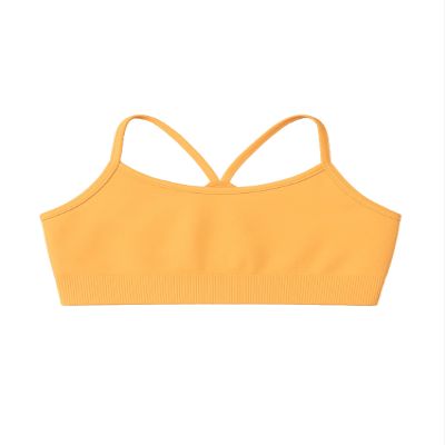 Kurve Girls' Underwear Crop Training Bra, Seamless Racerback Crop Top, UV Protective Fabric UPF 50+ (Made with Love in The USA), Neon Orange, Medium/Large (Ages 9-14)