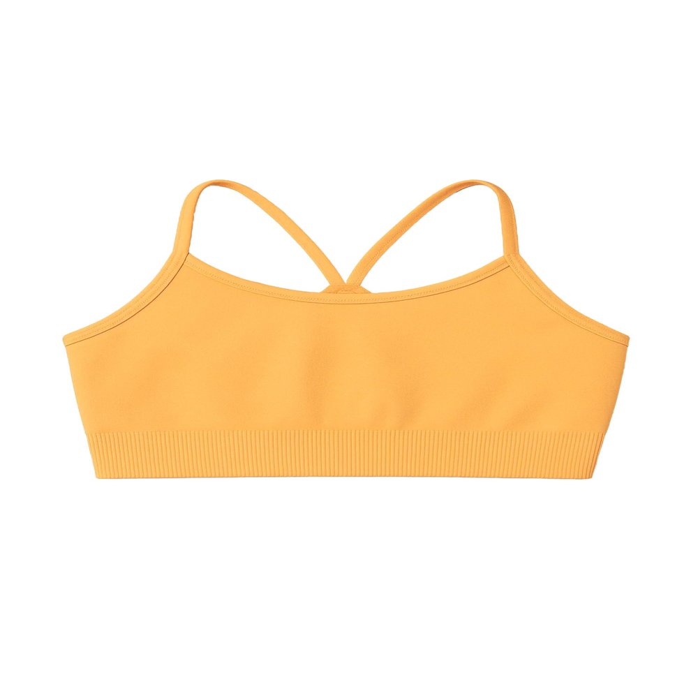 Kurve Girls' Underwear Crop Training Bra, Seamless Racerback Crop Top, UV Protective Fabric UPF 50+ (Made with Love in The USA), Neon Orange, Medium/Large (Ages 9-14)