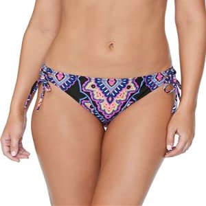 Raisins Juniors' Nepal Nights Printed Side-Tie Bikini Bottoms Women's Swimsuit - Black Multi XL