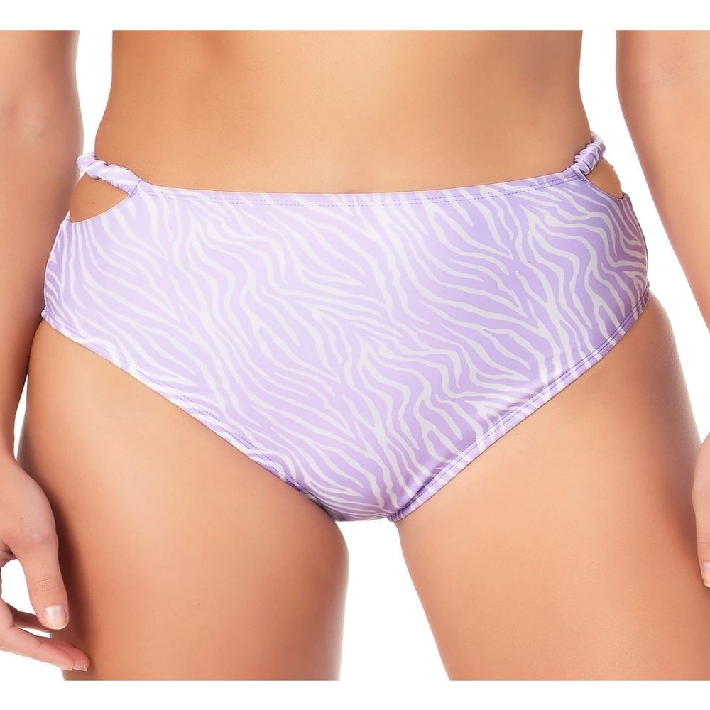 California Waves Womens Juniors Animal Print Swim Bottom Separates Purple L