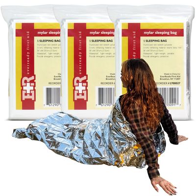 Ever Ready First Aid Emergency Space Mylar Survival Camping Sleeping Bag 36 x 84, 3 Pack