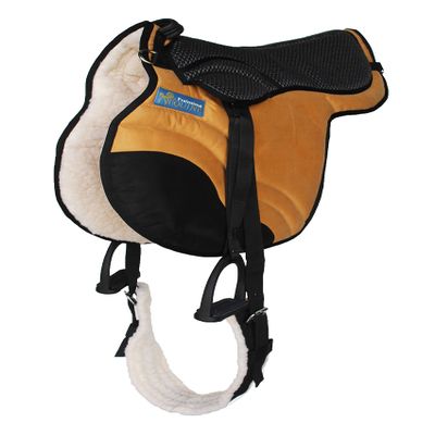 CHALLENGER Horse English Western Trail Fleece Padded Adjustable Bareback Saddle Pad Tan 39TS05TN