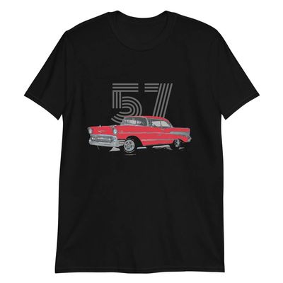 1957 57 Chevy Red Antique American Car Short-Sleeve Unisex T-Shirt