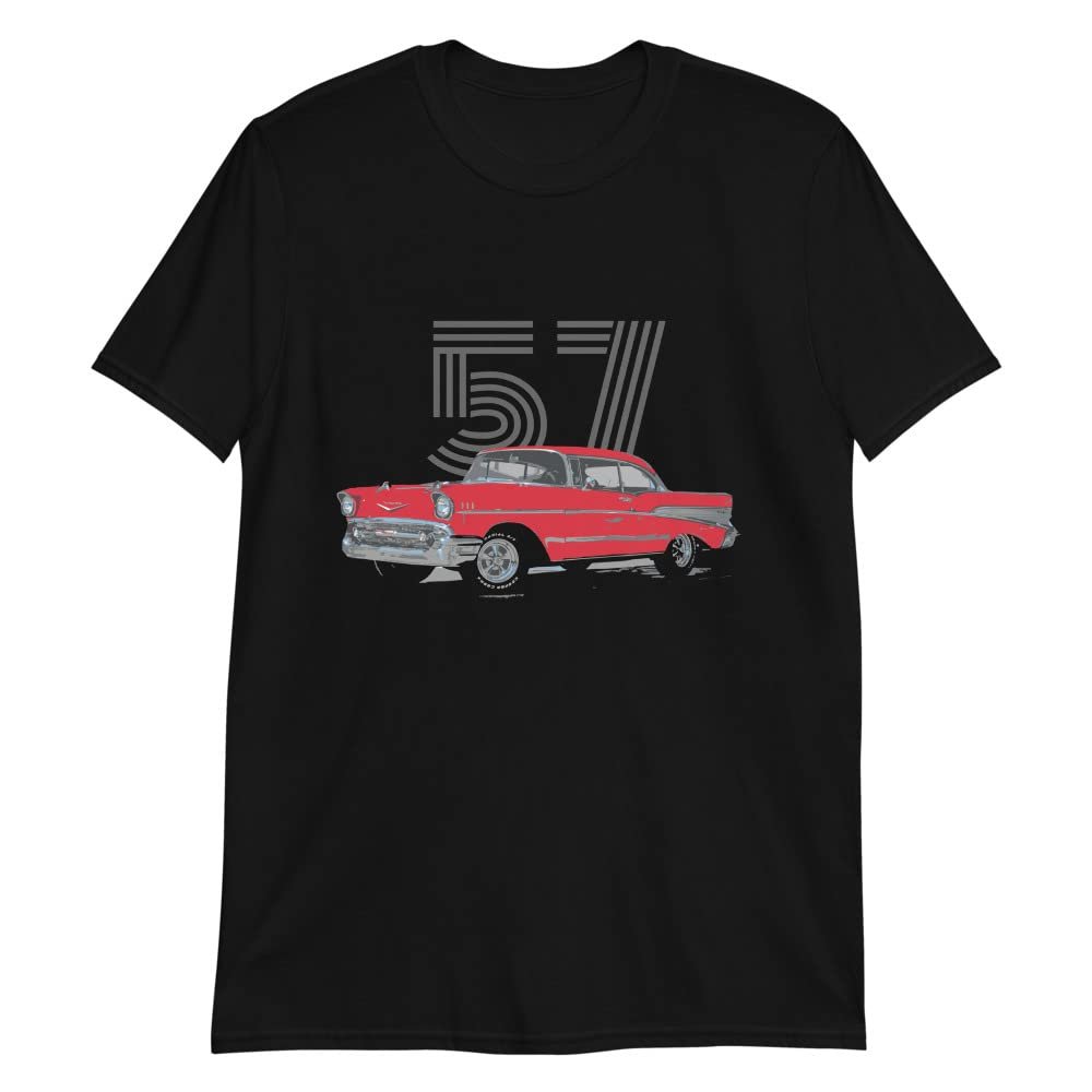 1957 57 Chevy Red Antique American Car Short-Sleeve Unisex T-Shirt