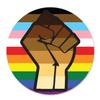 Inclusive Pride Flag Resist Fist BLM LGBTQ POC Transgender Flag Circle - Vinyl Decal Sticker 4 inch view 1