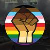 Inclusive Pride Flag Resist Fist BLM LGBTQ POC Transgender Flag Circle - Vinyl Decal Sticker 4 inch view 2
