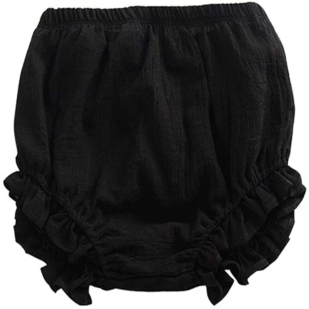 EISHOW Infant Baby Soft Ruffle Shorts Bloomers Toddler Boy Girl Solid Cotton Linen Blend Basic Bottom Cute Loose Harem Shorts (6-12 Months,B-Black)