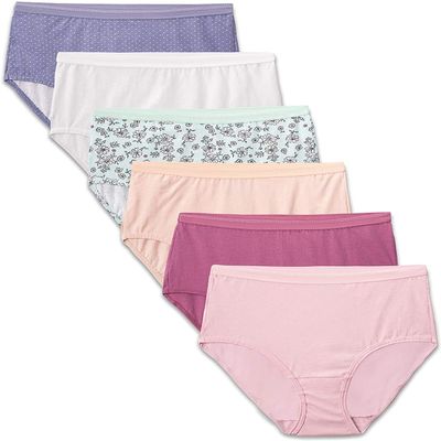 Fruit of the Loom Women's Cotton Brief Panty Assorted - 6 Pack, 6DBRIA1, Assorted, 8