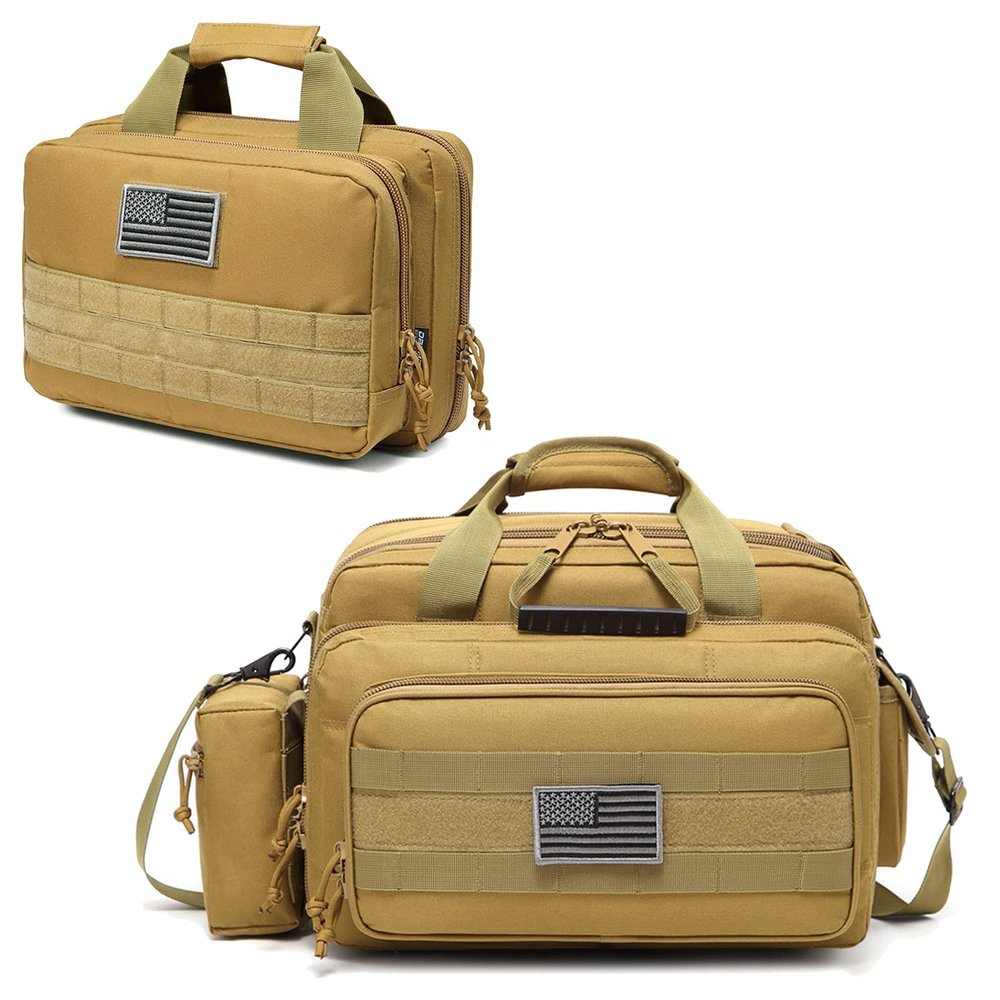 DBTAC Range Bag Medium for 2~4 Pistol + Soft Handgun Case XS for 1~2 Pistol (Brown)