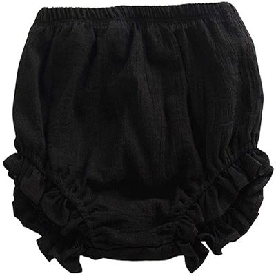 EISHOW Infant Baby Soft Ruffle Shorts Bloomers Toddler Boy Girl Solid Cotton Linen Blend Basic Bottom Cute Loose Harem Shorts (2-3 Years,B-Black)