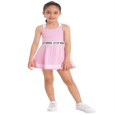 TiaoBug Youth Girls Golf Tennis Dress with Shorts Outfits Kids Tennis Tank Top Skirt Active Sports Dress Set Activewear Letters Pink 14 Years