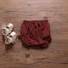 EISHOW Infant Baby Soft Ruffle Shorts Bloomers Toddler Boy Girl Solid Cotton Linen Blend Basic Bottom Cute Loose Harem Shorts (6-12 Months,C-Coffee) view 3