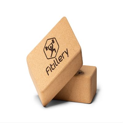 Fitillery Yoga Block, Resilient Material, Easy to Grip, Comfortable Edges - 2 PACK (CORK)