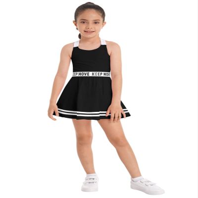 TiaoBug Youth Girls Golf Tennis Dress with Shorts Outfits Kids Tennis Tank Top Skirt Active Sports Dress Set Activewear Letters Black 14 Years