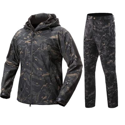 Lilychan Mens Military Soft Shell Tactical Jacket and Pants Set Waterproof Mountain Snow Snowboard Jacket Winter Outdoor Windproof Snowsuit (CP-Black, X-Large)