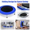 GYMAX Rebounder Trampoline for Adults, Mini Exercise Trampoline with Safety Pad, Foldable Rebounding Fitness Trampoline for Indoor/Outdoor, Small Workout Trampoline for Adults (Blue) view 4