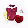 EISHOW Infant Baby Soft Ruffle Shorts Bloomers Toddler Boy Girl Solid Cotton Linen Blend Basic Bottom Cute Loose Harem Shorts (0-6 Months,A-Red) view 2